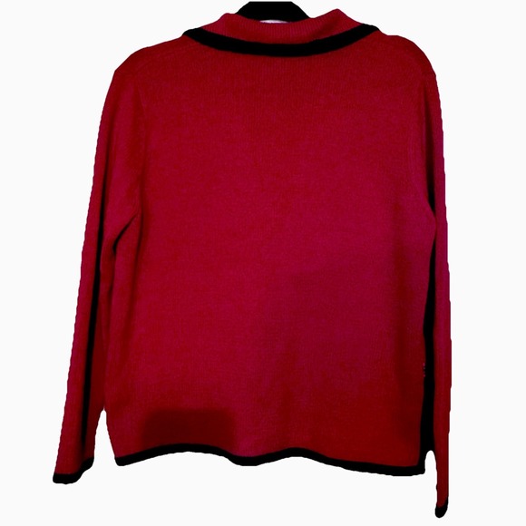 Vintage Studio Joy Christmas Cardigan Sweater With Santa & Snowman Red Size PL - Picture 3 of 6